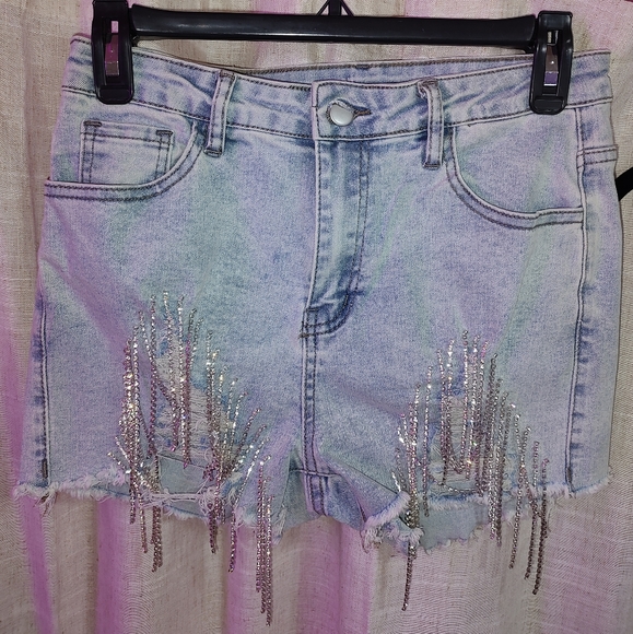 Women's rhinestone denim shorts No returns 2 left - Picture 6 of 6